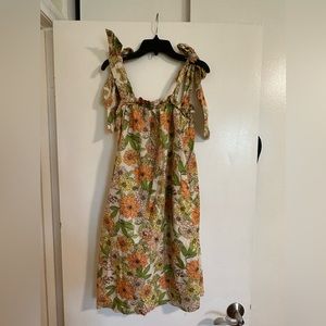 J. Crew Floral Dress in Orange and Green